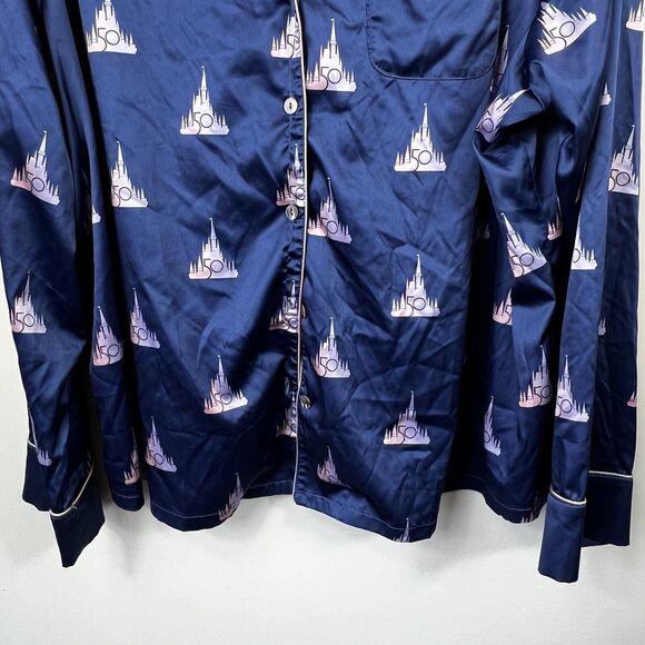 Walt Disney World 50th Anniversary Blue Satin 2 Piece Pajama Set Size 1X - Picture 5 of 16